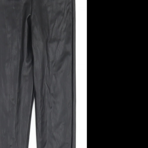Miss Selfridge Womens Black  Polyurethane Trousers  Size 8 L23 in Regular