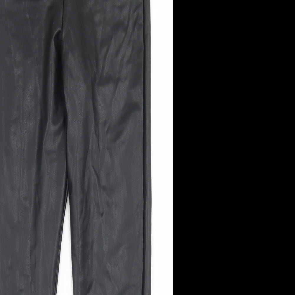 Miss Selfridge Womens Black  Polyurethane Trousers  Size 8 L23 in Regular