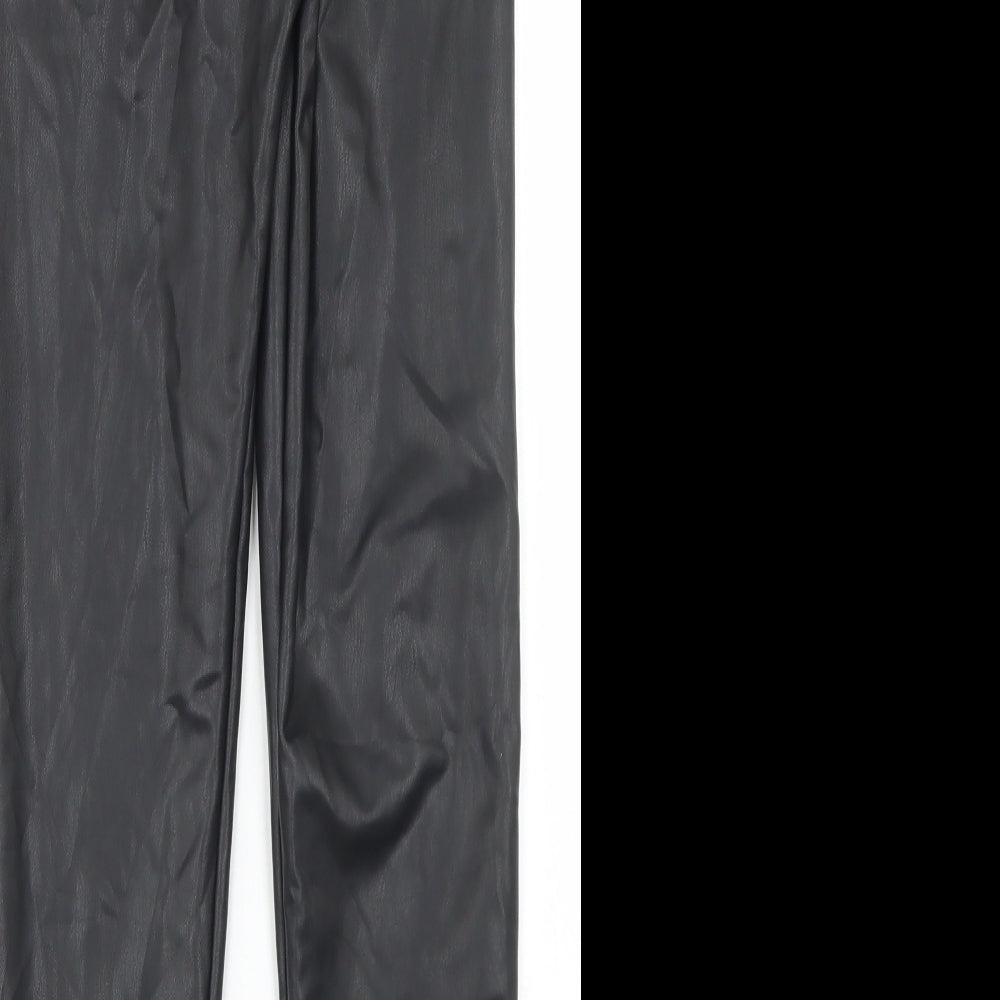 Miss Selfridge Womens Black  Polyurethane Trousers  Size 8 L23 in Regular