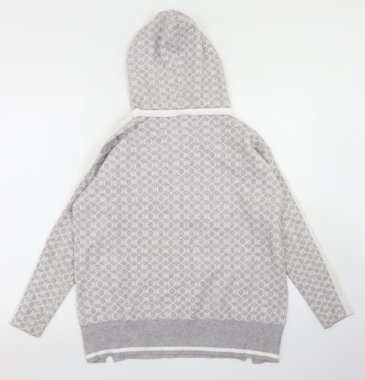 River Island Womens Grey Geometric Viscose Pullover Hoodie Size S