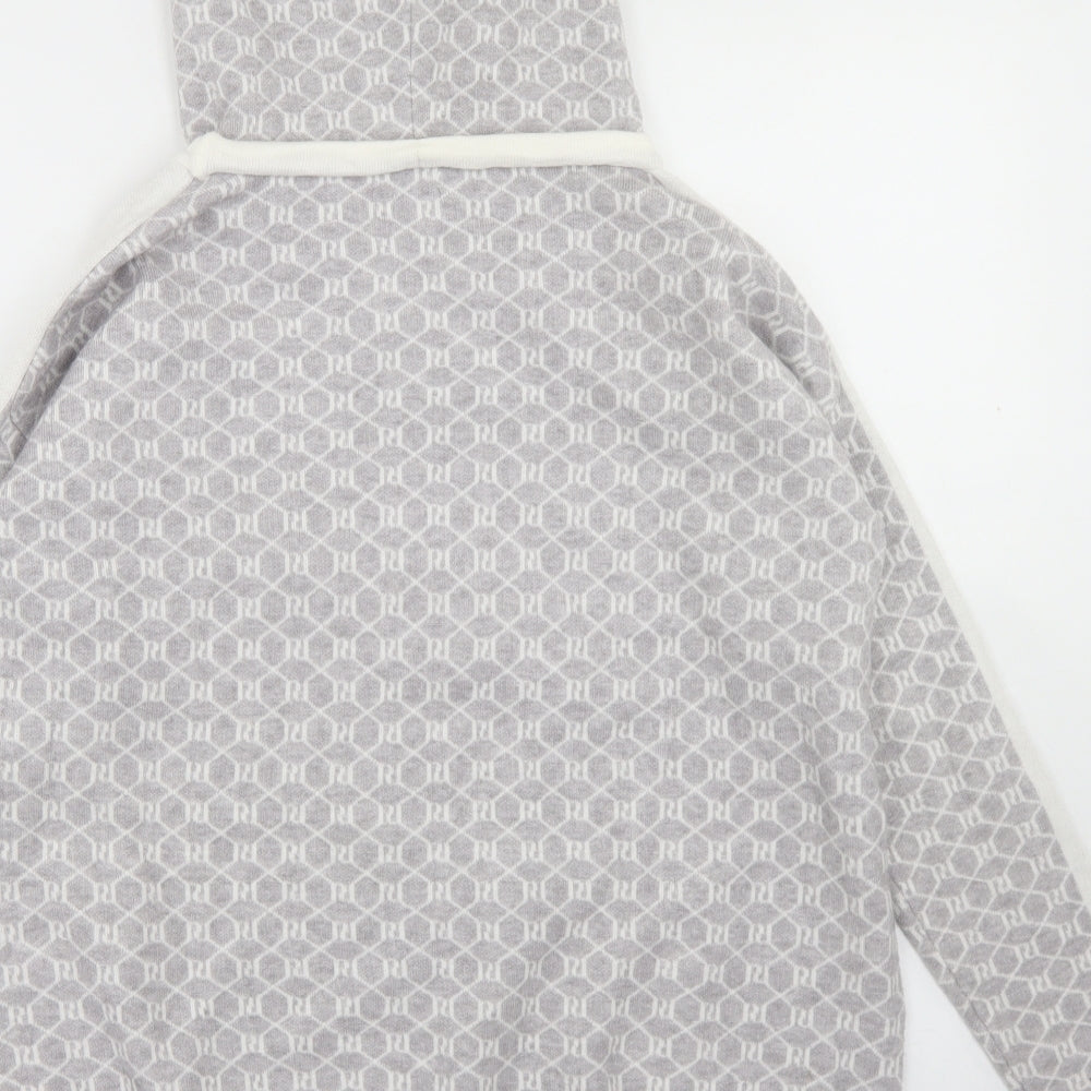 River Island Womens Grey Geometric Viscose Pullover Hoodie Size S