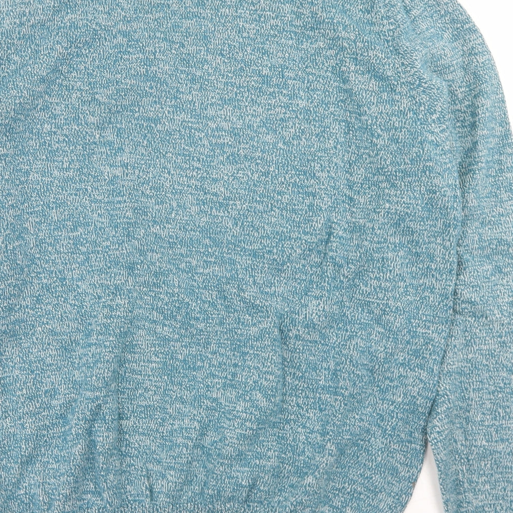 Atlantic Bay Mens Blue Crew Neck  Cotton Pullover Jumper Size L