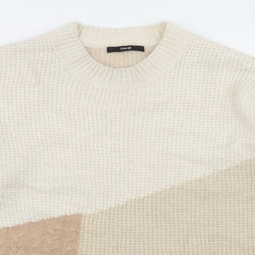 George Womens Beige Round Neck  Acrylic Pullover Jumper Size M