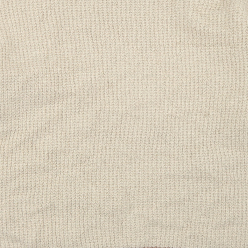 George Womens Beige Round Neck  Acrylic Pullover Jumper Size M