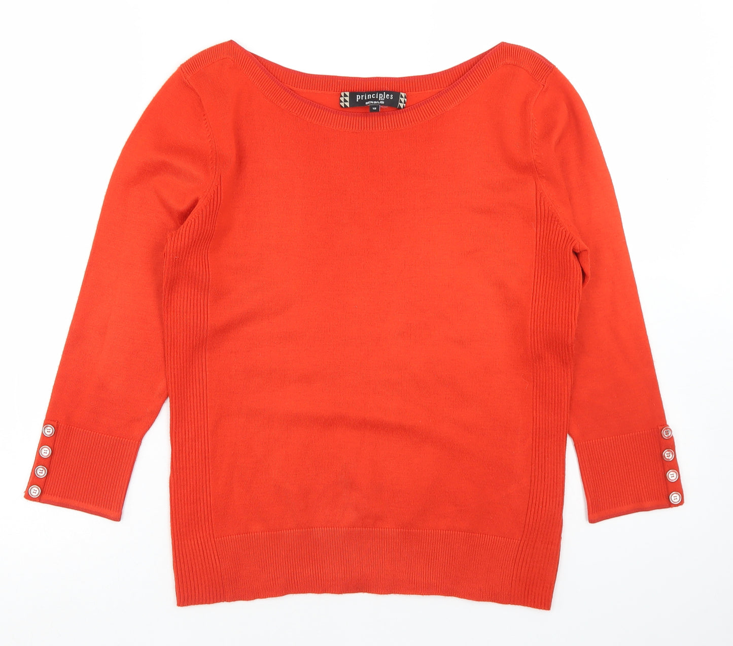 Principles Womens Orange Round Neck  Acrylic Pullover Jumper Size 12
