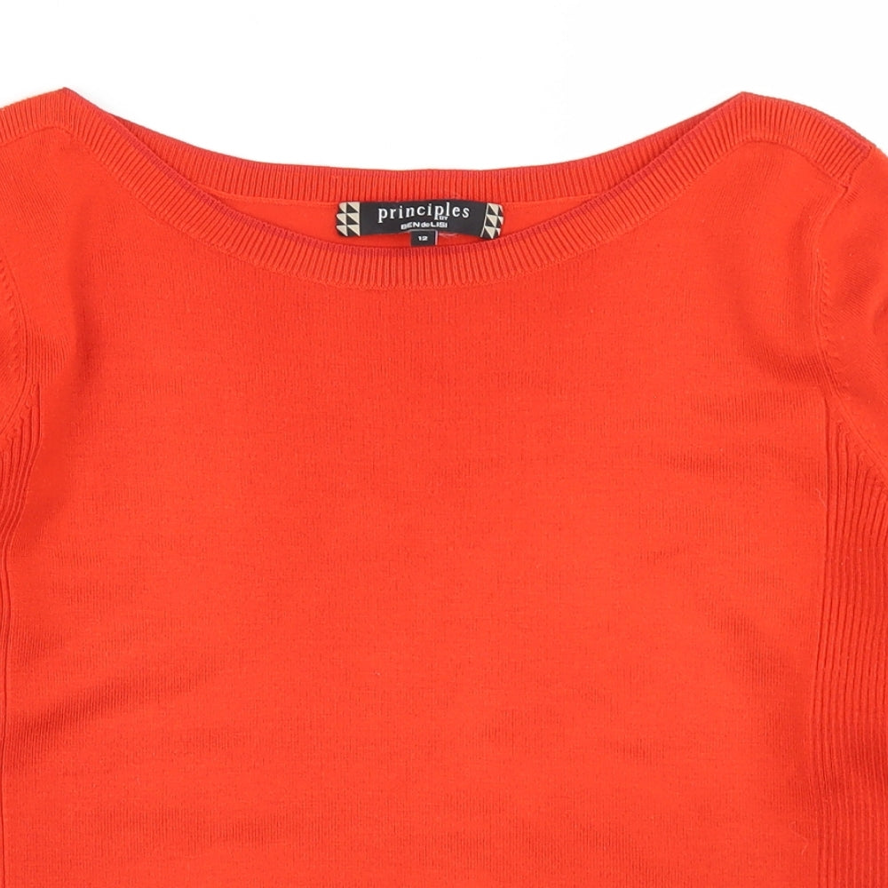 Principles Womens Orange Round Neck  Acrylic Pullover Jumper Size 12
