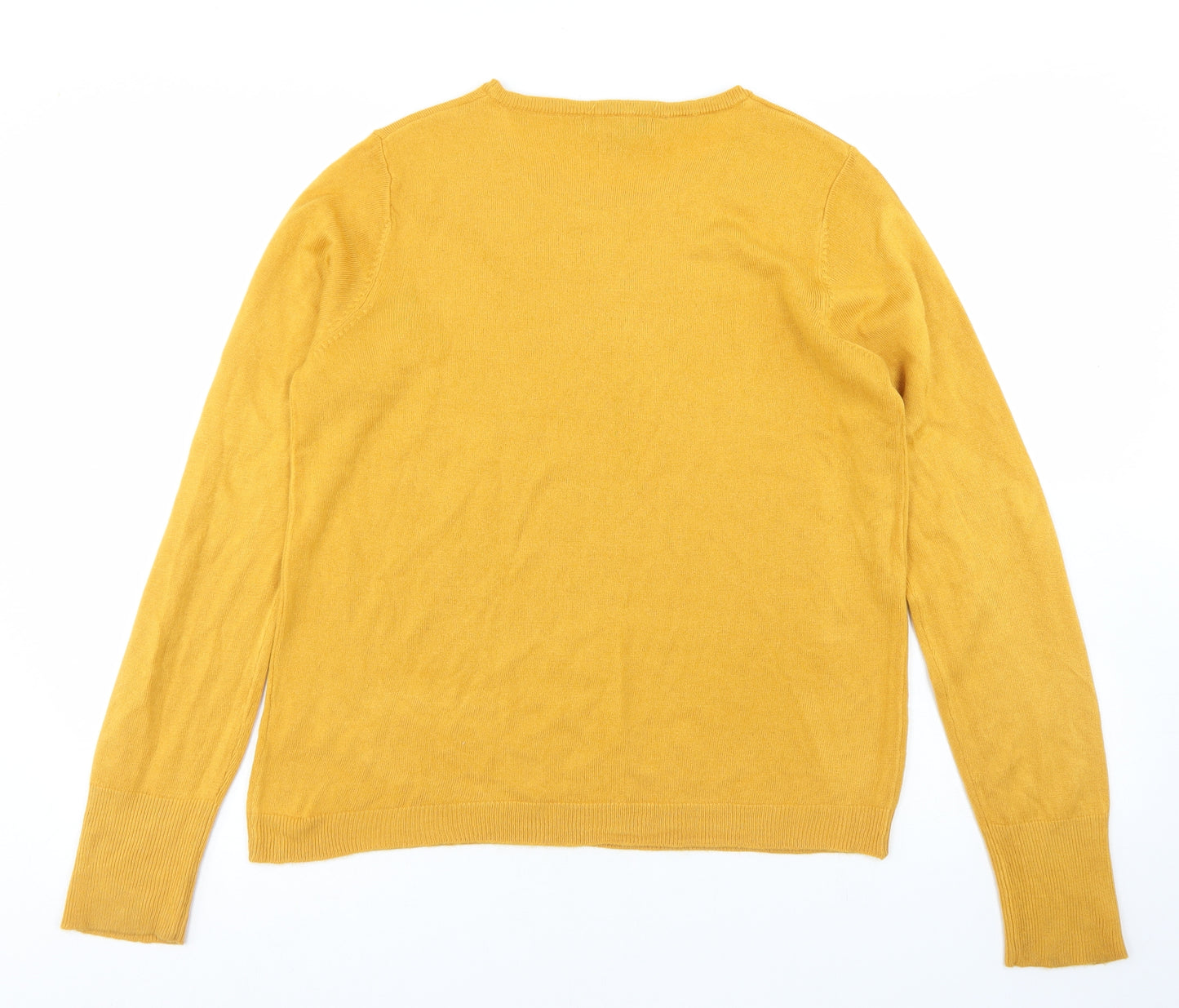 Primark Womens Yellow Crew Neck  Acrylic Pullover Jumper Size M