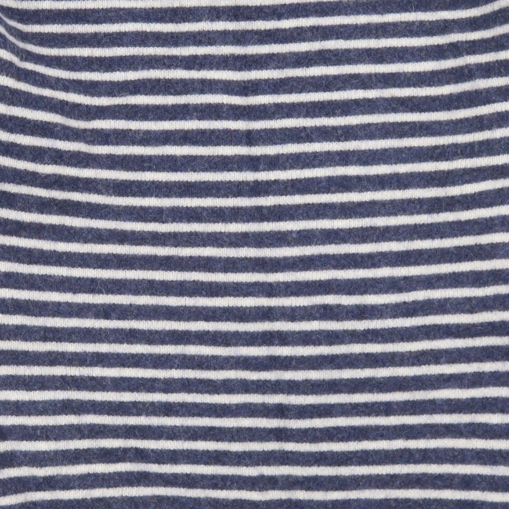 Paul Costelloe Womens Blue Crew Neck Striped Wool Pullover Jumper Size 10