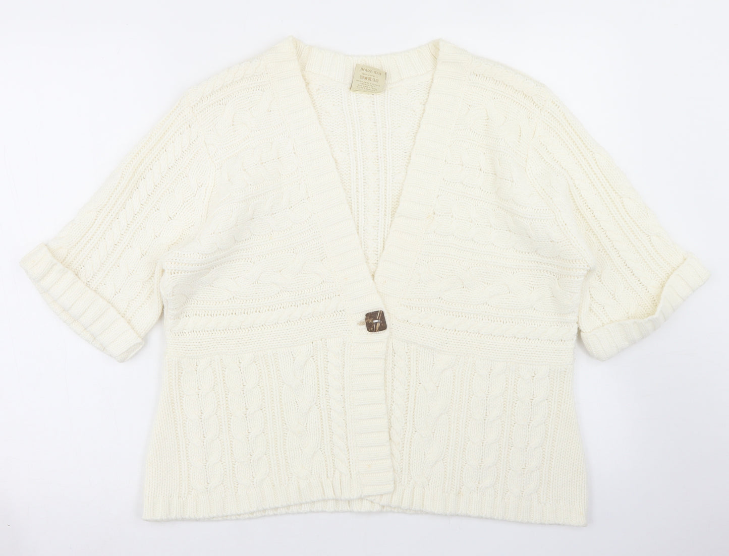 ...Being Casual Womens White V-Neck  Acrylic Cardigan Jumper Size 16