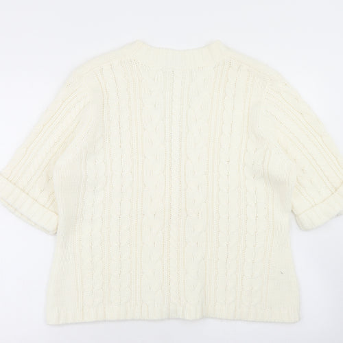 ...Being Casual Womens White V-Neck  Acrylic Cardigan Jumper Size 16