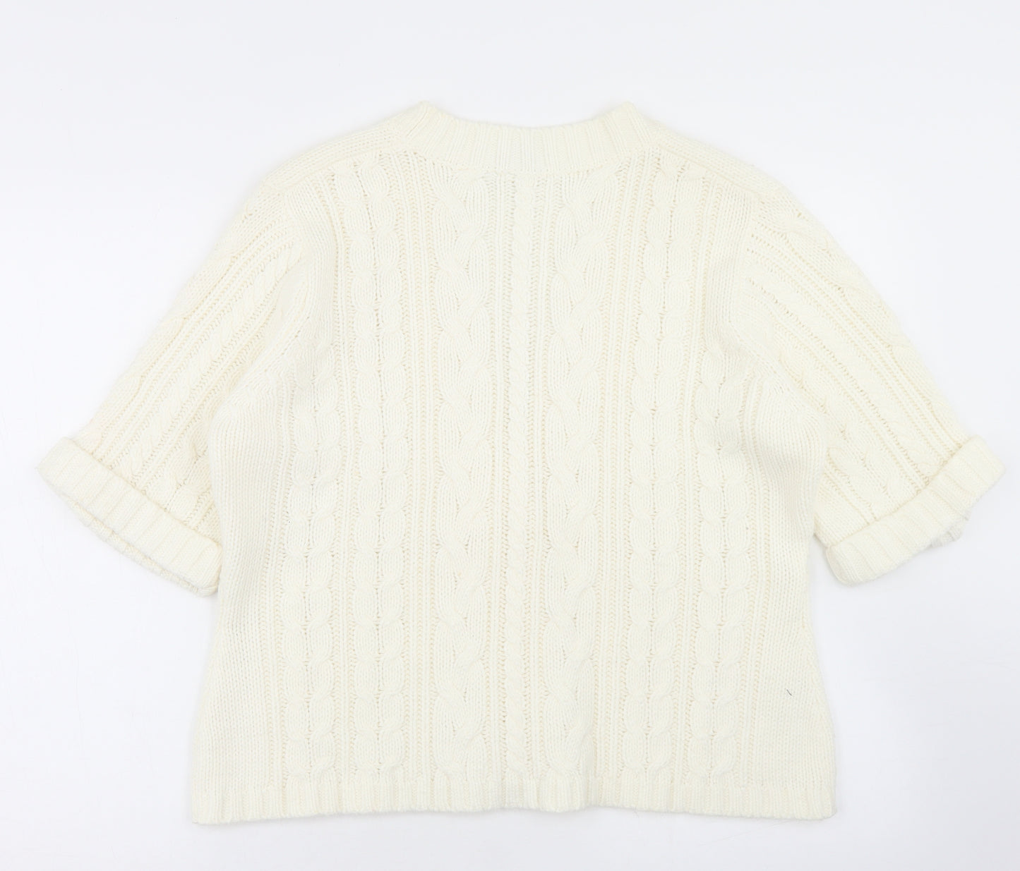 ...Being Casual Womens White V-Neck  Acrylic Cardigan Jumper Size 16