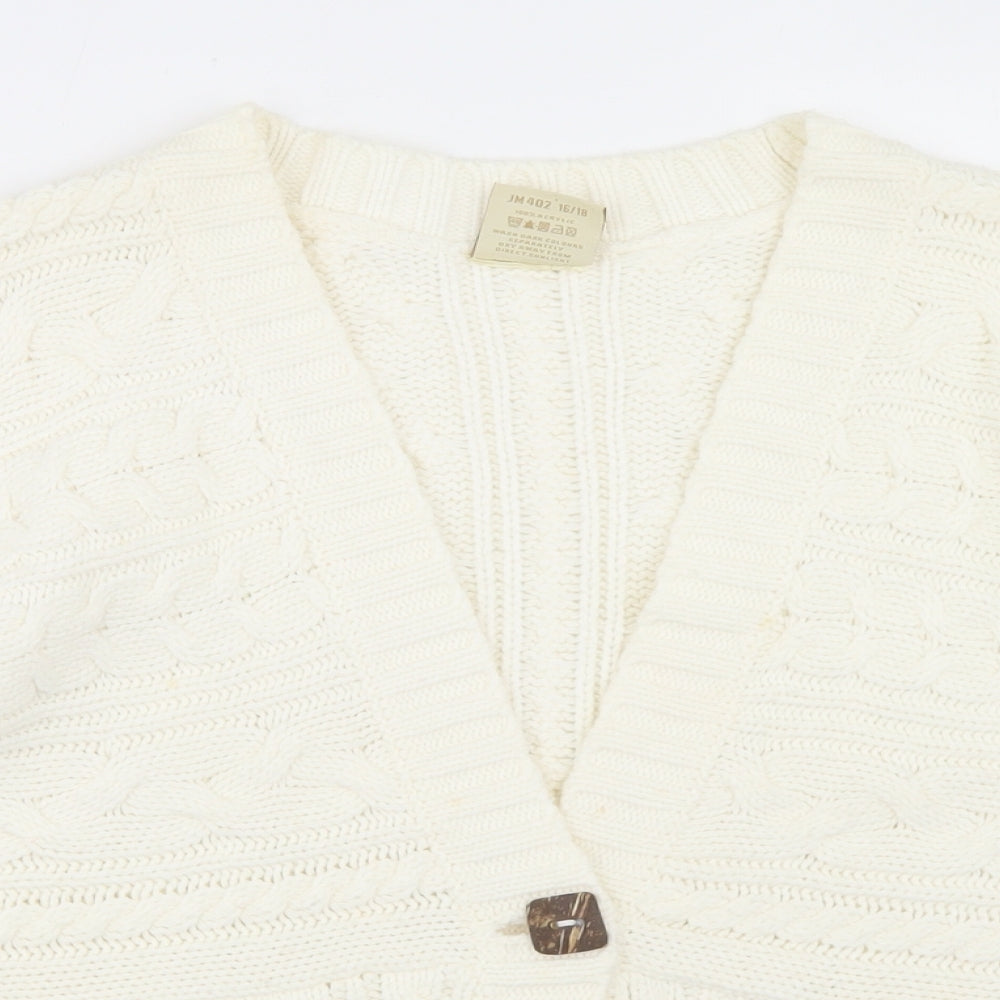 ...Being Casual Womens White V-Neck  Acrylic Cardigan Jumper Size 16