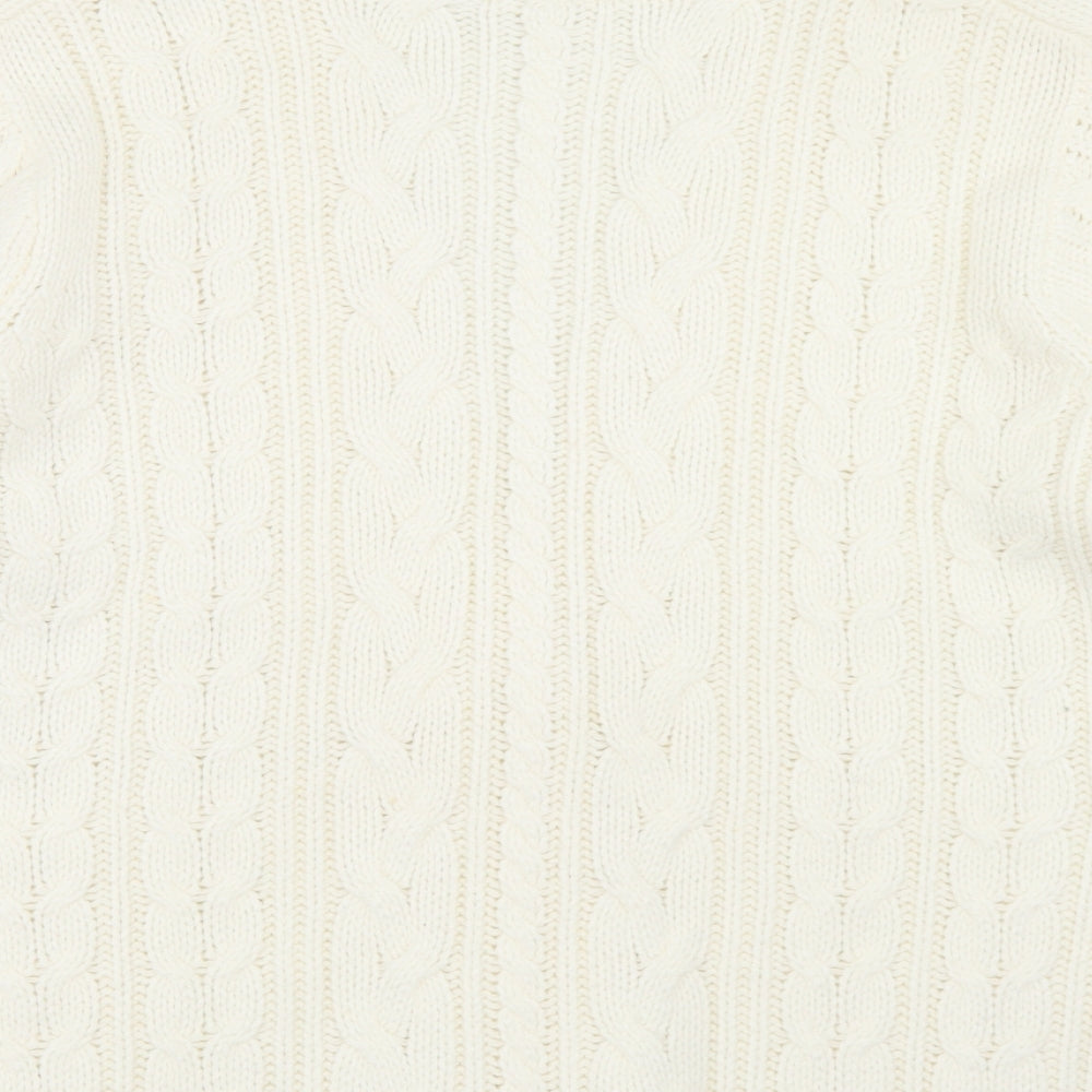 ...Being Casual Womens White V-Neck  Acrylic Cardigan Jumper Size 16
