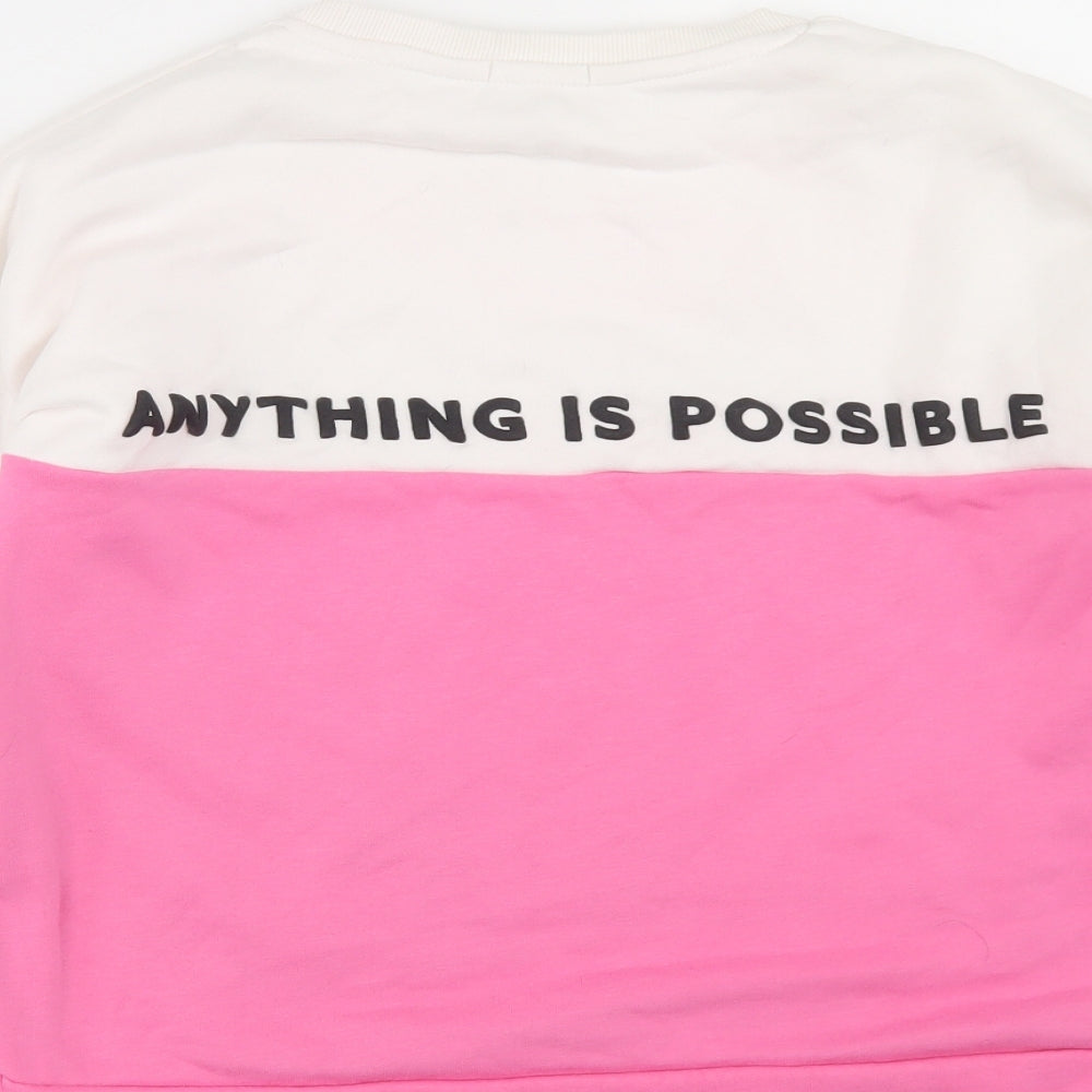 Primark Girls Pink Colourblock Cotton Pullover Sweatshirt Size 13-14 Years   - Believe