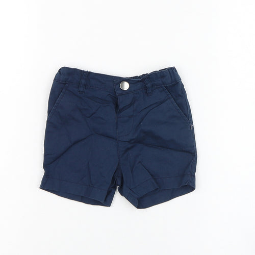 Primark Boys Blue  Cotton Cropped Trousers Size 9-12 Months  Button
