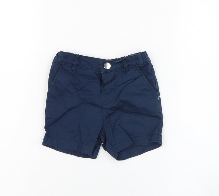 Primark Boys Blue  Cotton Cropped Trousers Size 9-12 Months  Button
