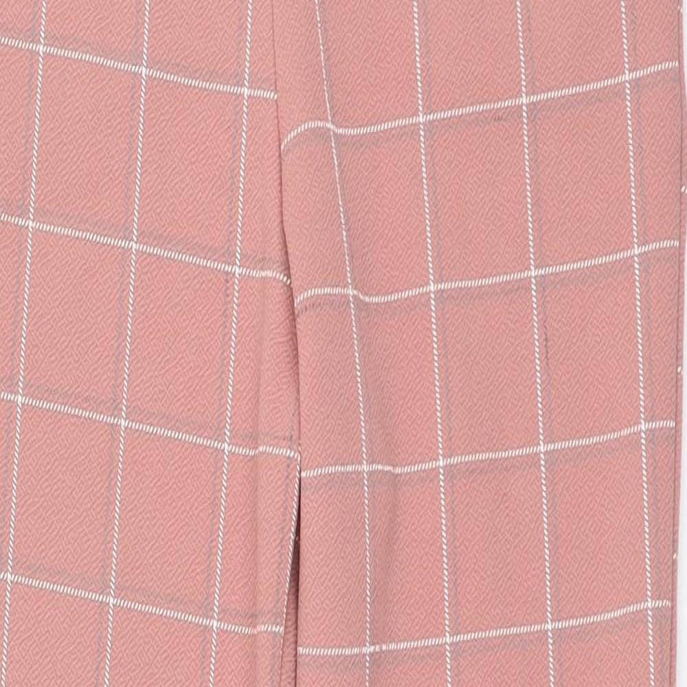 PRETTYLITTLETHING Womens Pink Check Polyester Trousers  Size 8 L26 in Regular
