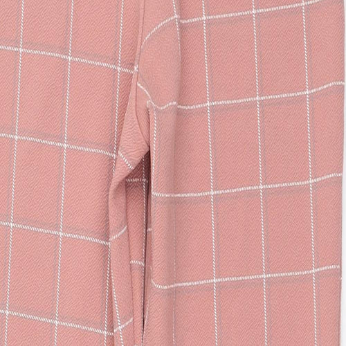 PRETTYLITTLETHING Womens Pink Check Polyester Trousers  Size 8 L26 in Regular