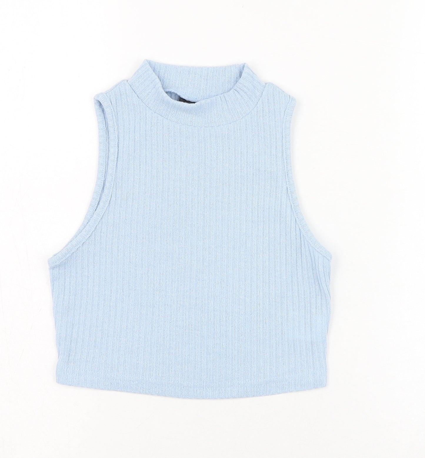 SheIn Womens Blue  Polyester Cropped Tank Size 8 Mock Neck