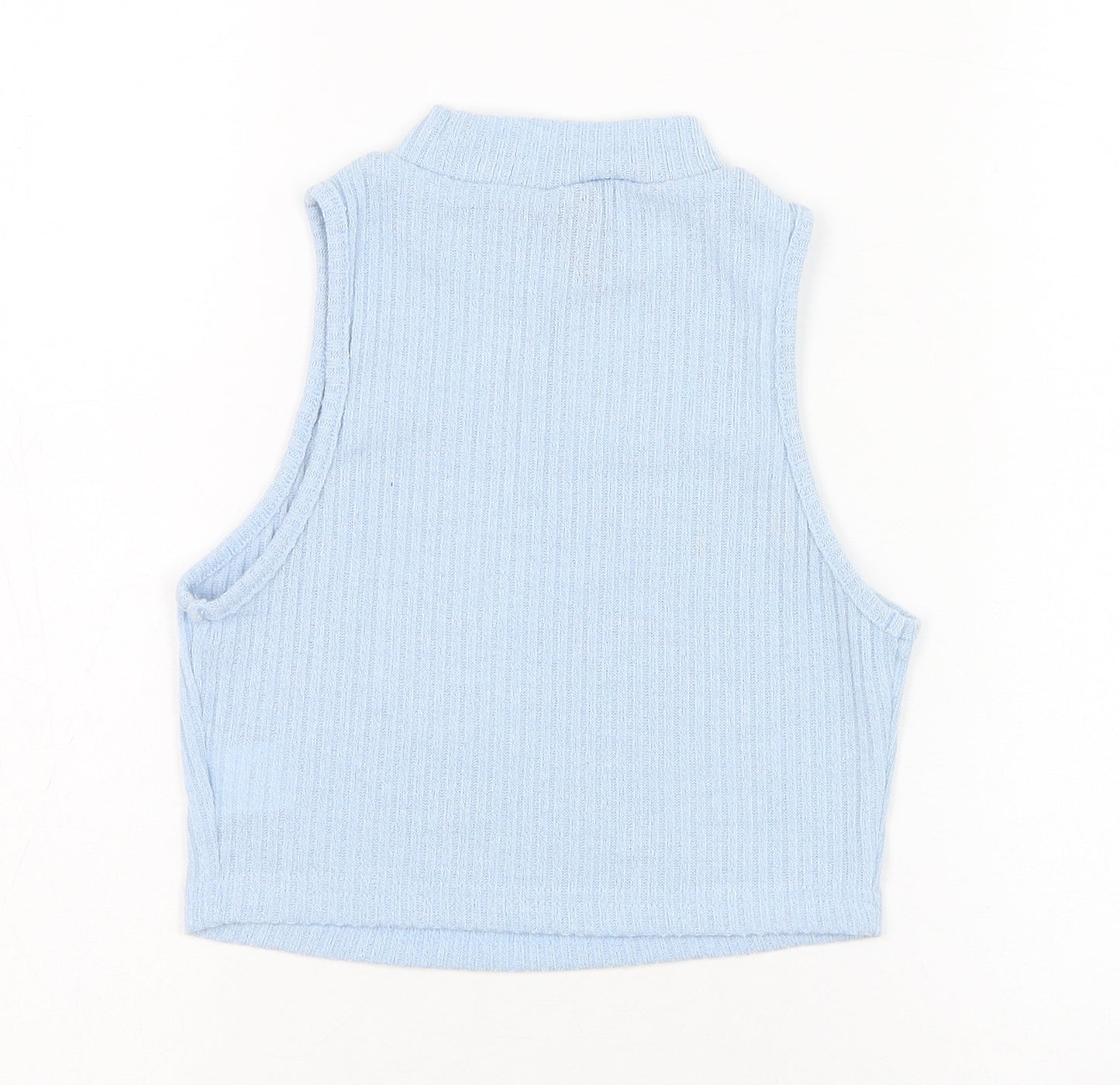 SheIn Womens Blue  Polyester Cropped Tank Size 8 Mock Neck