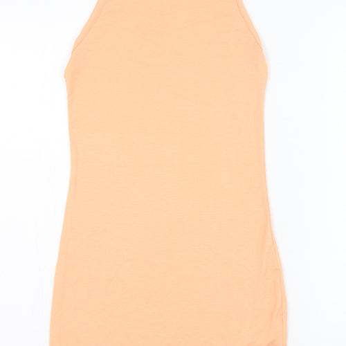 Missguided Womens Orange  Polyester Pencil Dress  Size 8  Square Neck Pullover