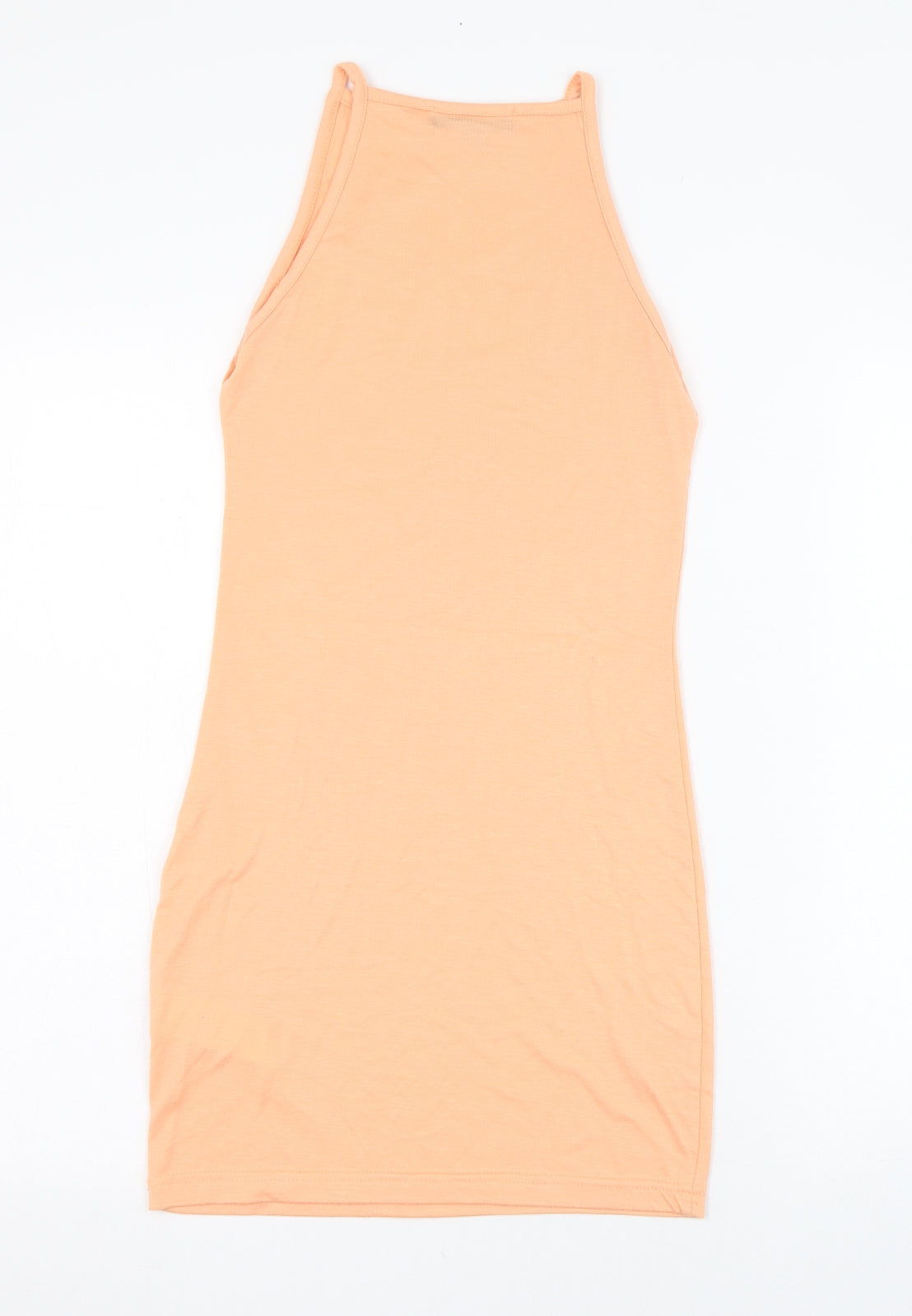 Missguided Womens Orange  Polyester Pencil Dress  Size 8  Square Neck Pullover