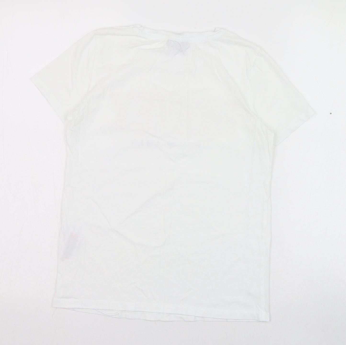 New Look Womens White  Cotton Basic T-Shirt Size 8 Round Neck