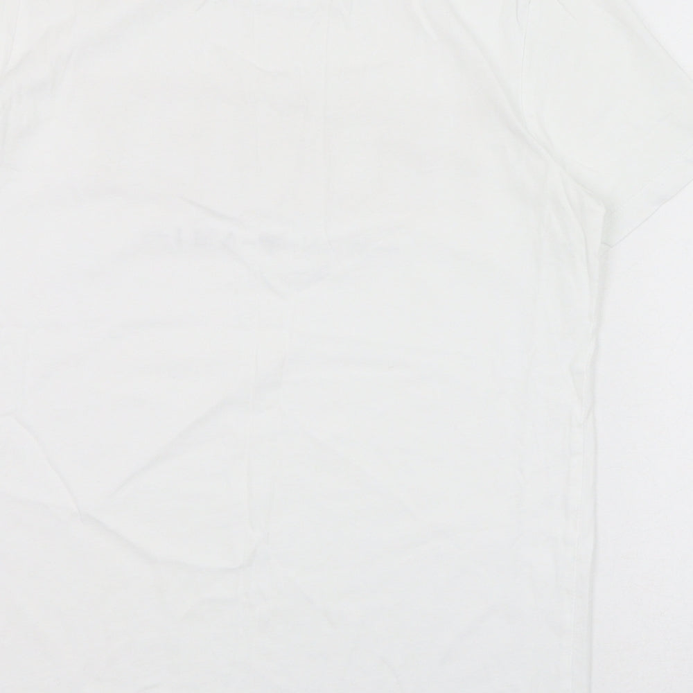 New Look Womens White  Cotton Basic T-Shirt Size 8 Round Neck