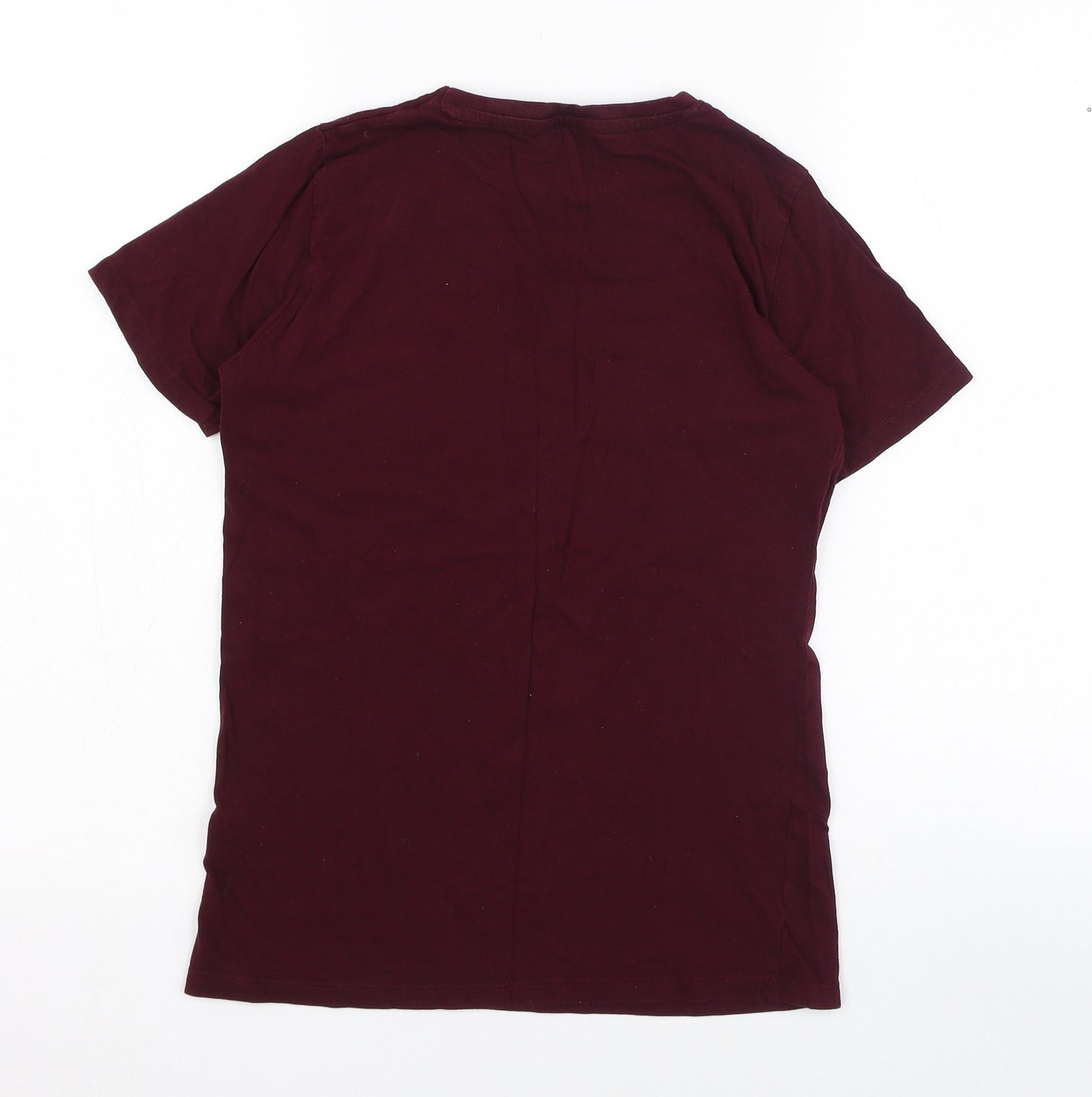 New Look Womens Purple  Cotton Basic T-Shirt Size 6 Round Neck