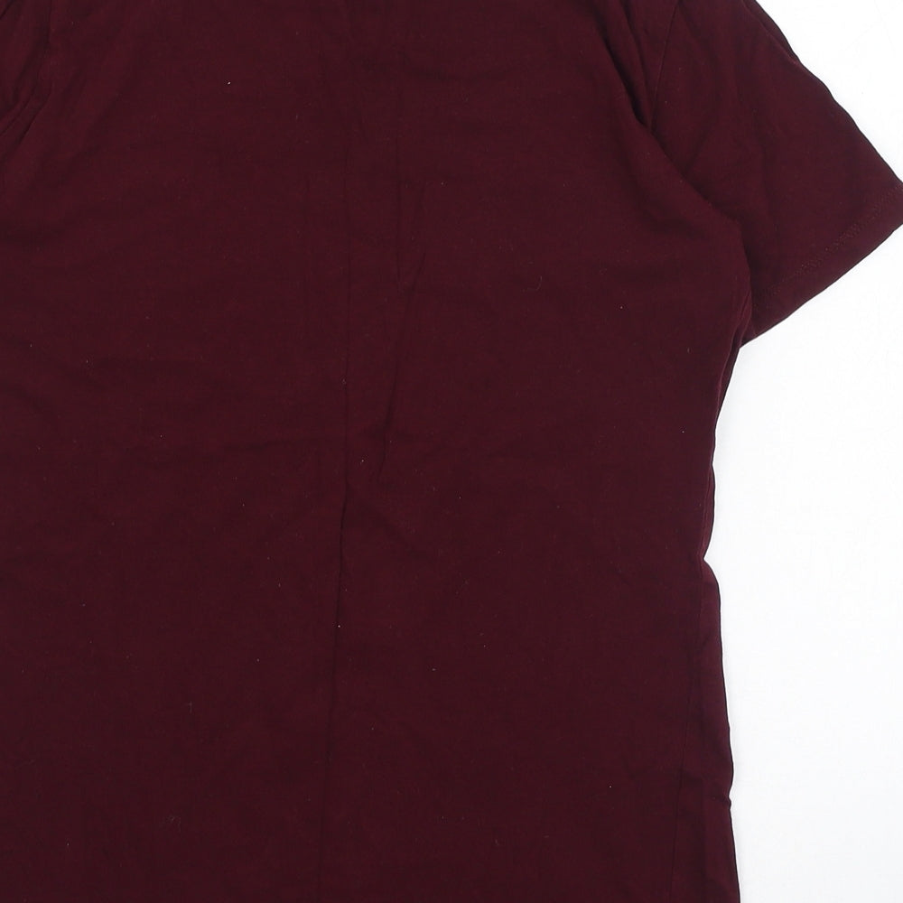 New Look Womens Purple  Cotton Basic T-Shirt Size 6 Round Neck