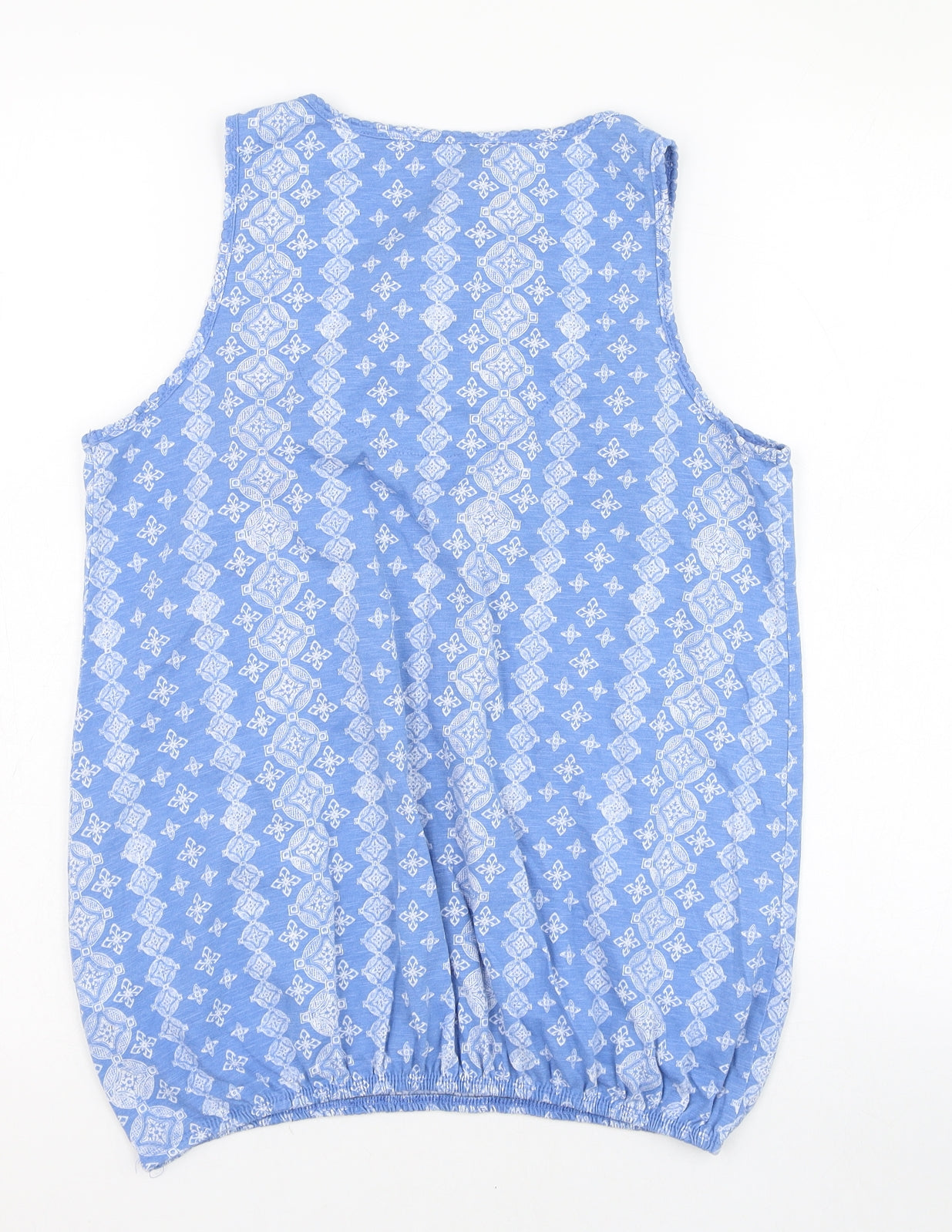 George Womens Blue Geometric Polyester Tunic Tank Size 12 Round Neck
