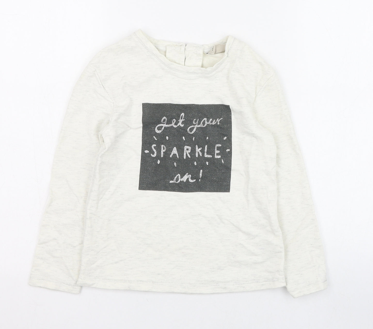 NEXT Girls Ivory  Cotton Pullover Sweatshirt Size 6 Years  Button