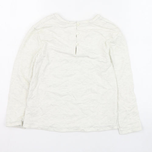 NEXT Girls Ivory  Cotton Pullover Sweatshirt Size 6 Years  Button