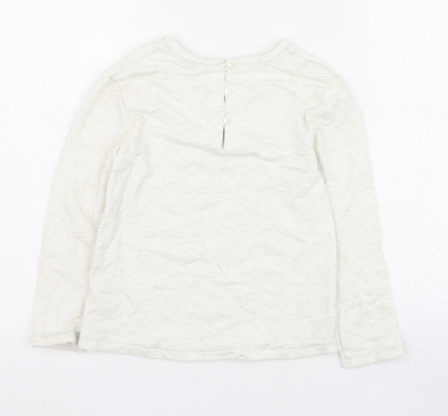 NEXT Girls Ivory  Cotton Pullover Sweatshirt Size 6 Years  Button