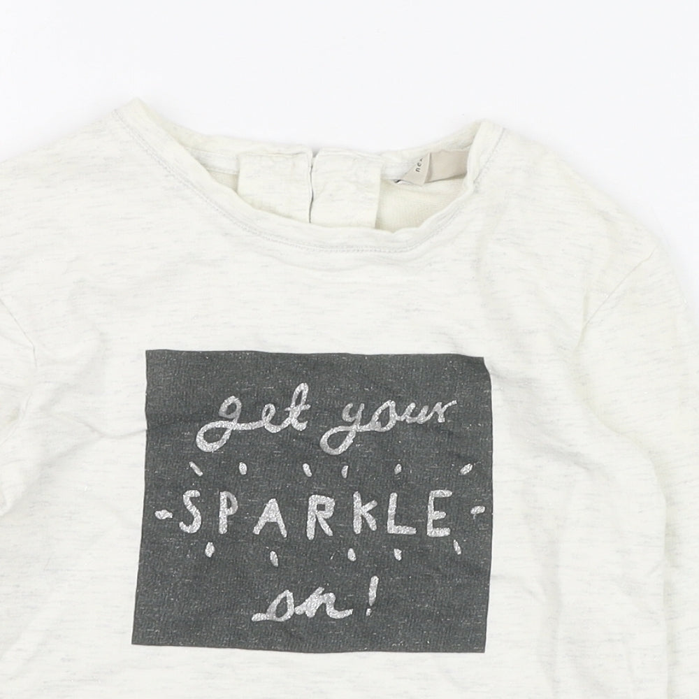 NEXT Girls Ivory  Cotton Pullover Sweatshirt Size 6 Years  Button