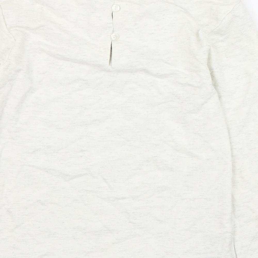 NEXT Girls Ivory  Cotton Pullover Sweatshirt Size 6 Years  Button