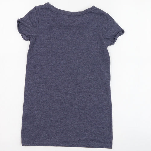 NEXT Girls Blue  Polyester Basic T-Shirt Size 6 Years Round Neck Pullover