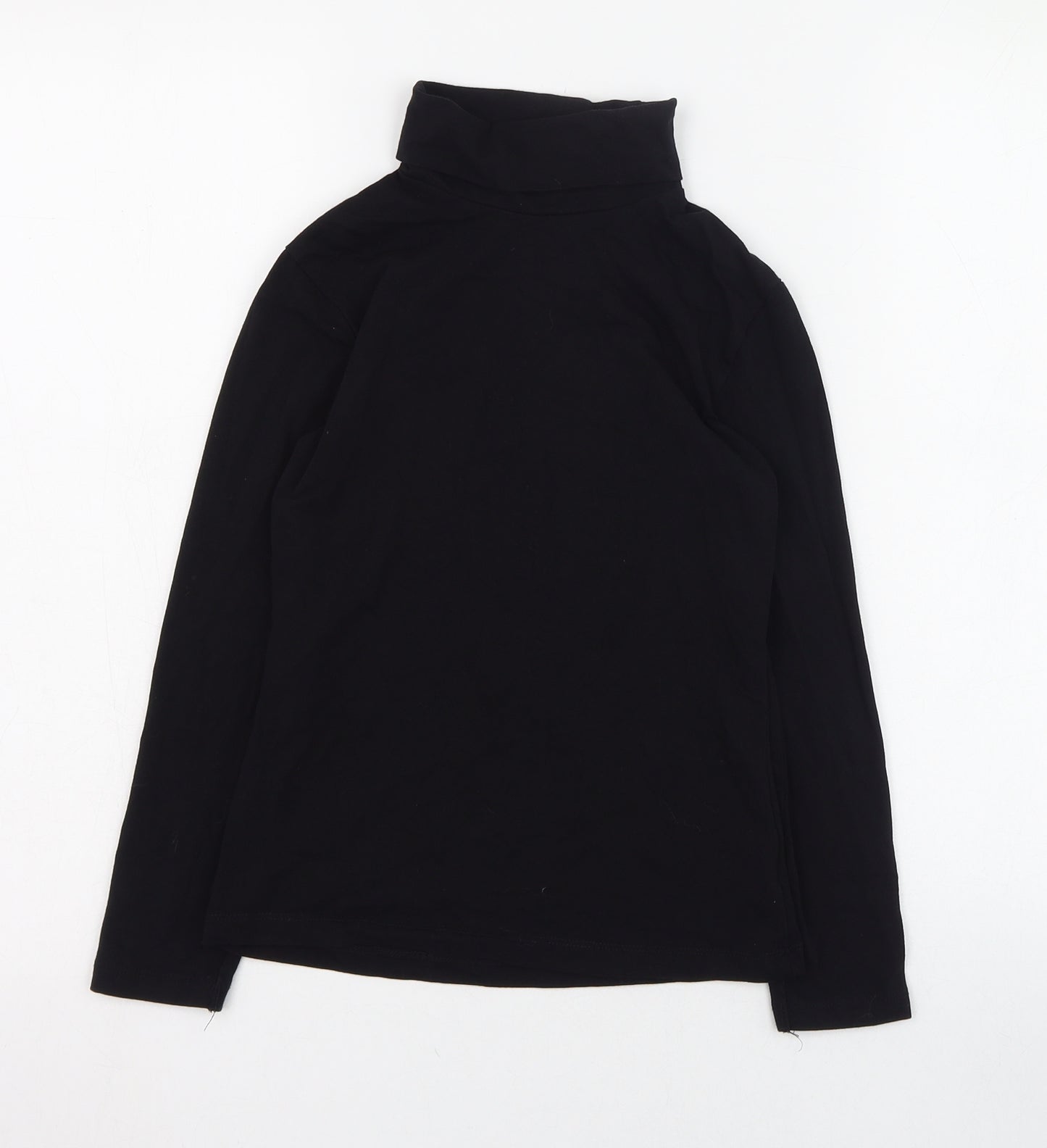 Dunnes Stores Girls Black  Cotton Basic T-Shirt Size 8-9 Years Roll Neck Pullover