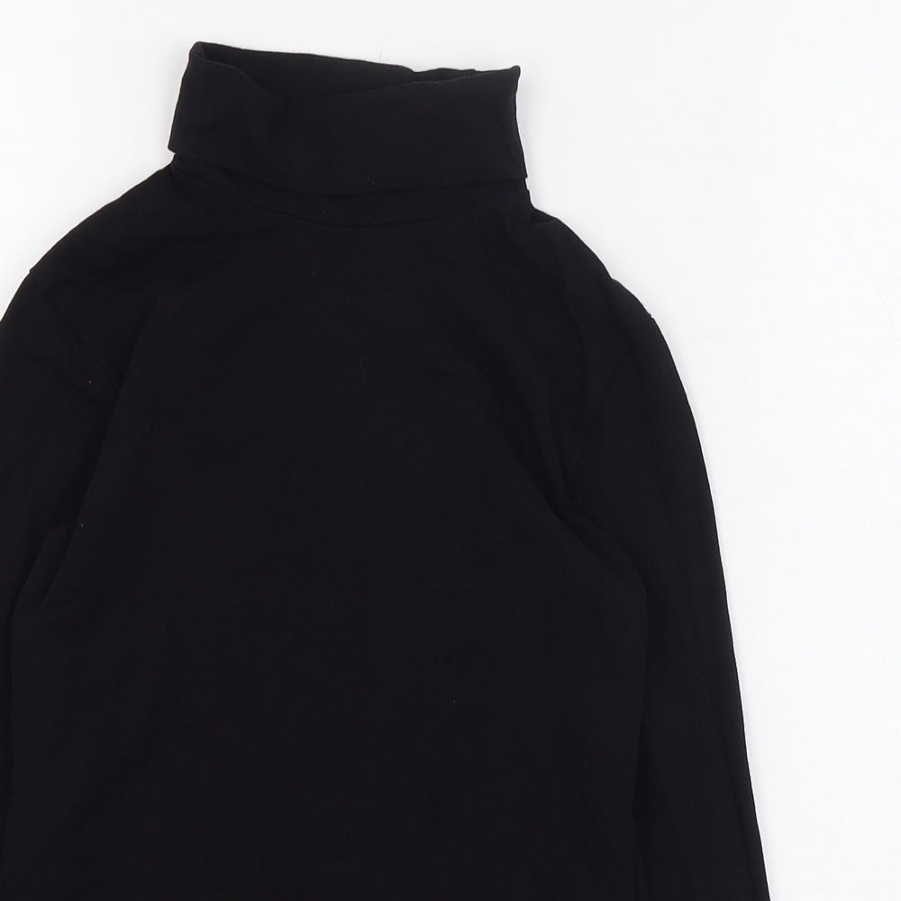 Dunnes Stores Girls Black  Cotton Basic T-Shirt Size 8-9 Years Roll Neck Pullover