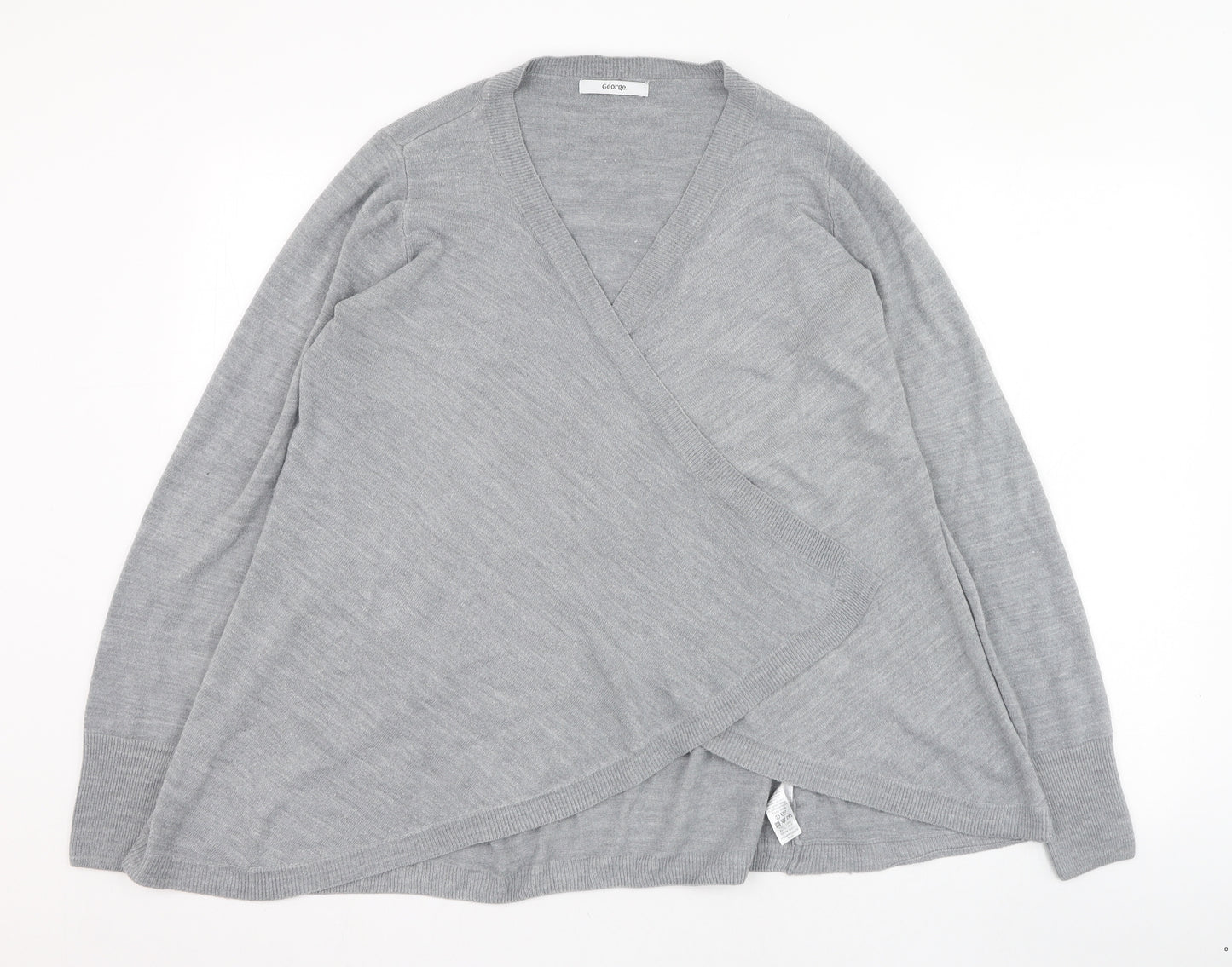 George Womens Grey Round Neck  Acrylic Cardigan Jumper Size 10