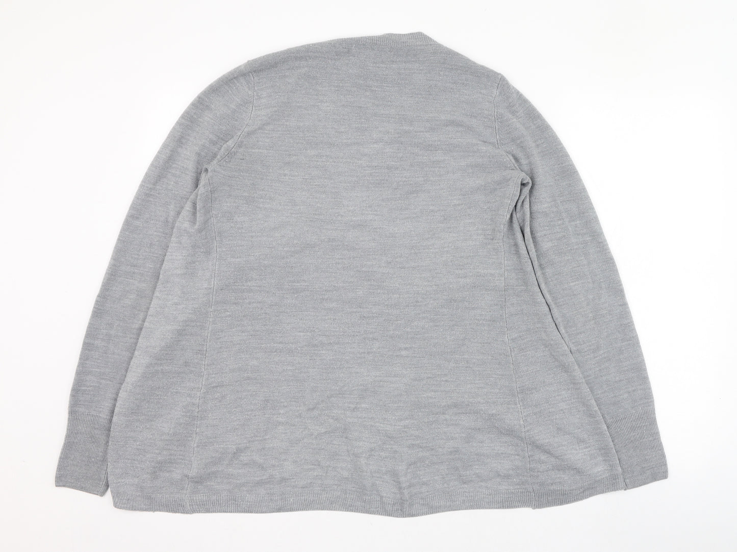 George Womens Grey Round Neck  Acrylic Cardigan Jumper Size 10