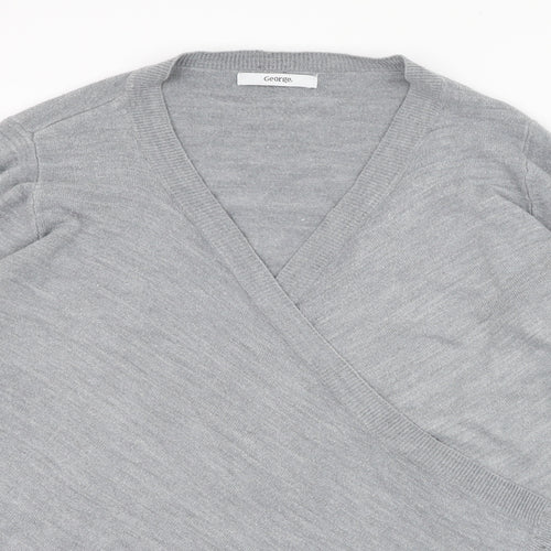 George Womens Grey Round Neck  Acrylic Cardigan Jumper Size 10