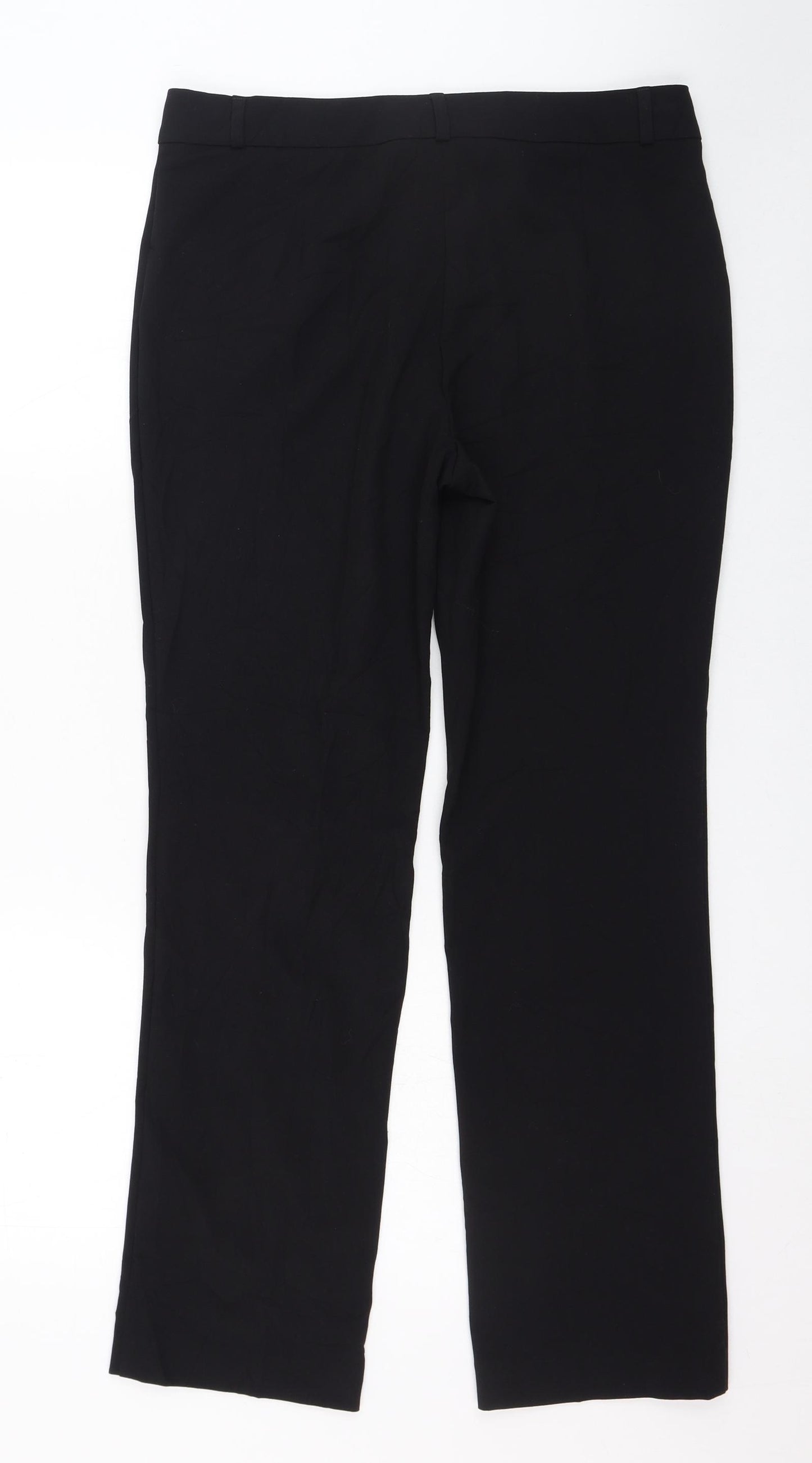 Marks and Spencer Womens Black  Polyester Trousers  Size 12 L28 in Regular Zip