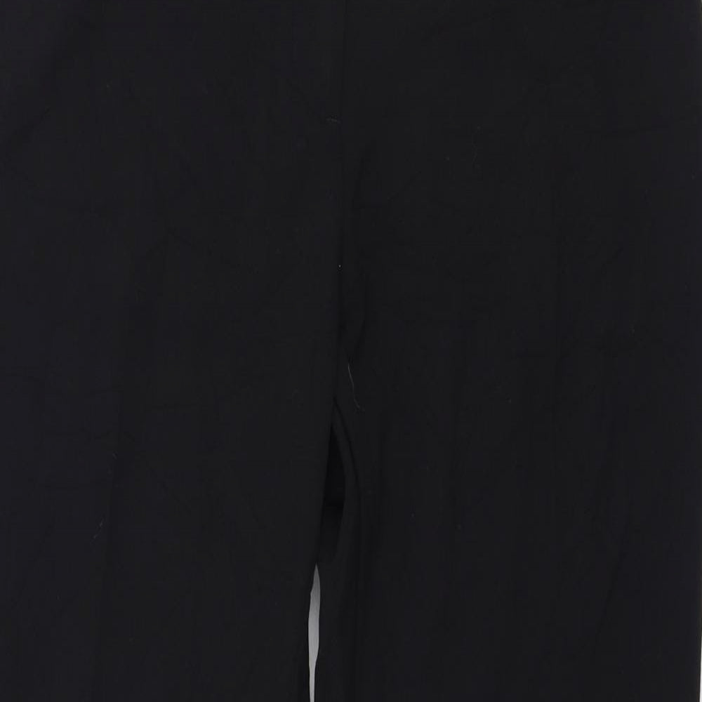 Marks and Spencer Womens Black  Polyester Trousers  Size 12 L28 in Regular Zip