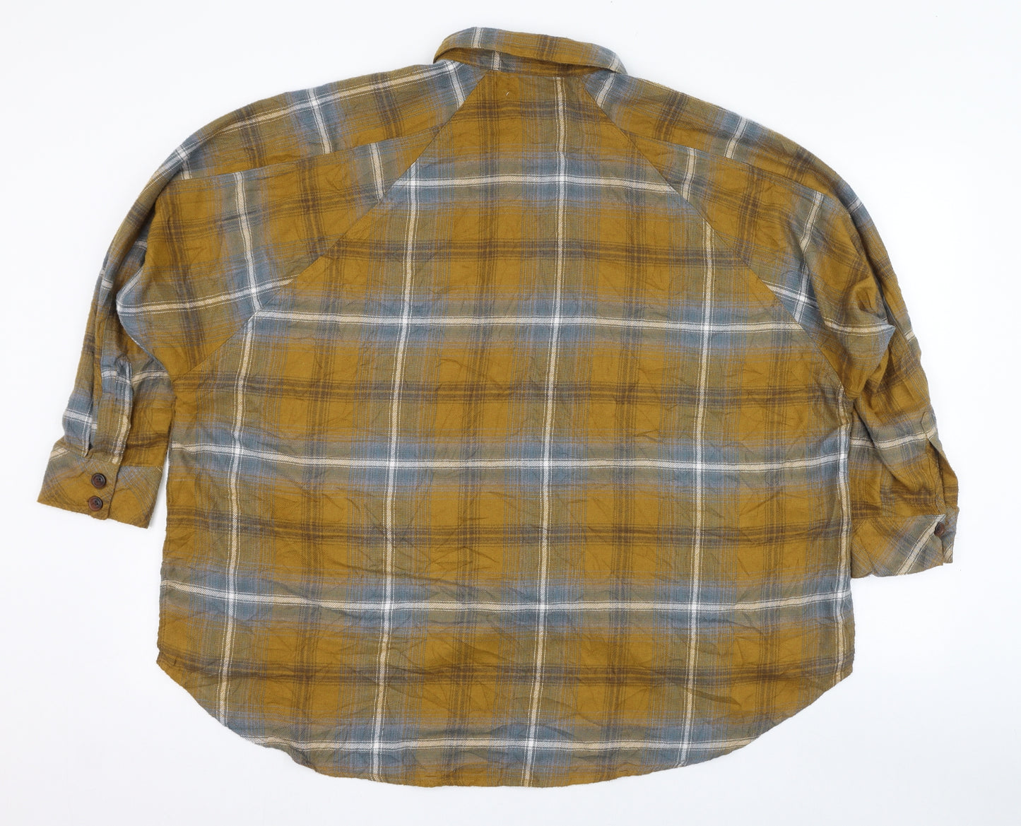 Urban Outfitters Mens Yellow Check Viscose  Button-Up Size S Collared Button