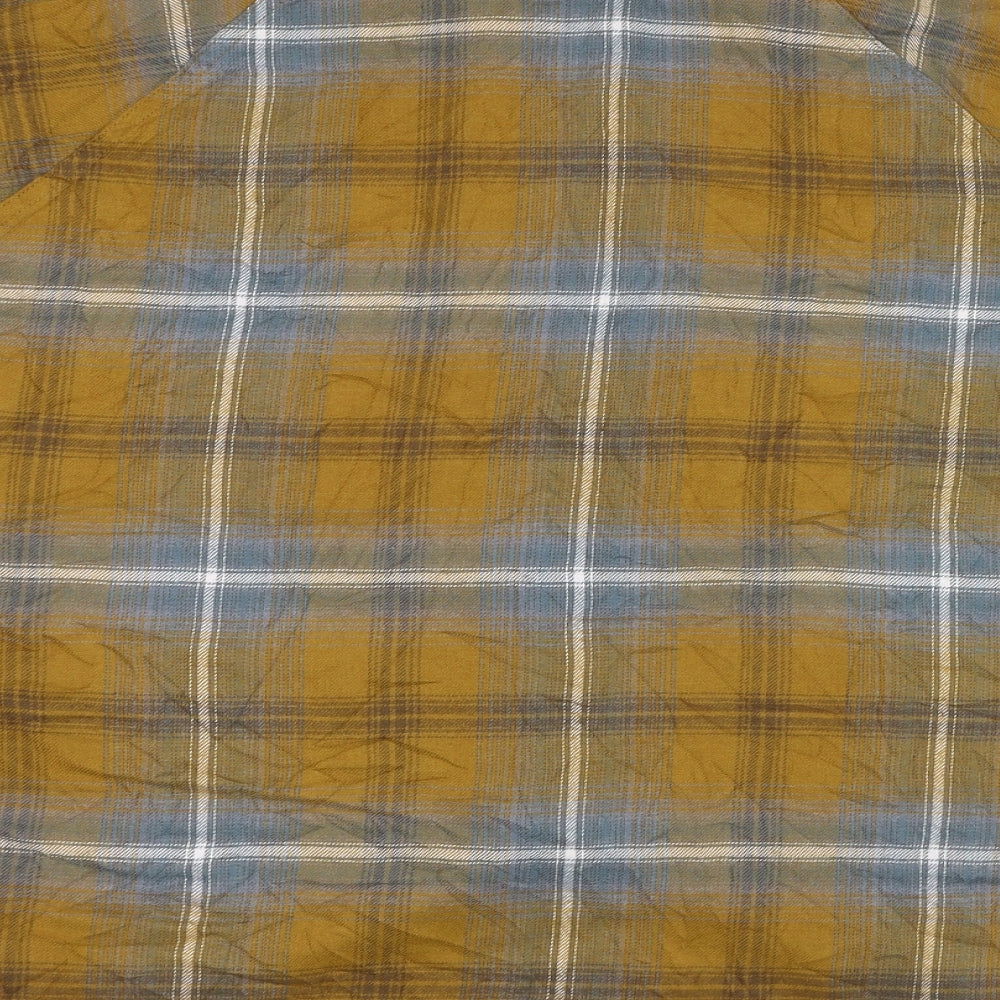 Urban Outfitters Mens Yellow Check Viscose  Button-Up Size S Collared Button
