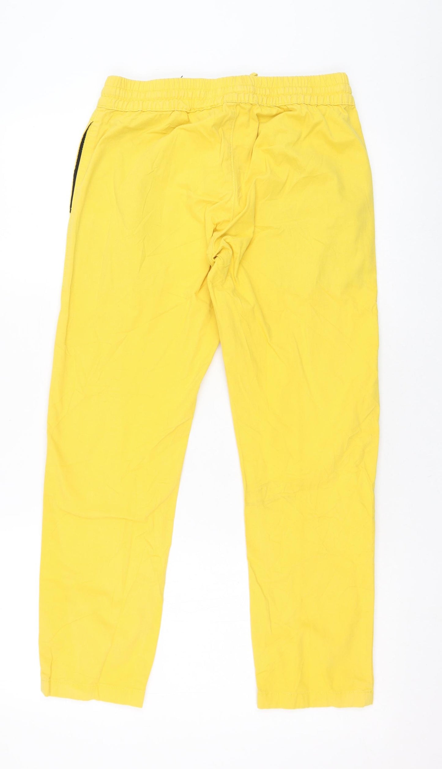 Topman Mens Yellow  Cotton Capri Trousers Size 28 L30 in Regular Button