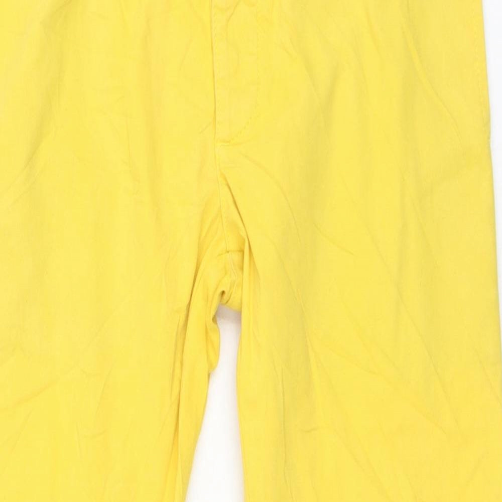 Topman Mens Yellow  Cotton Capri Trousers Size 28 L30 in Regular Button