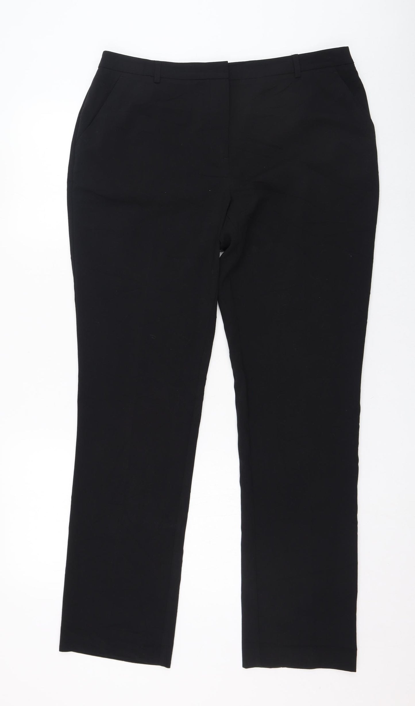 Matalan Womens Black  Polyester Trousers  Size 14 L30 in Regular Zip