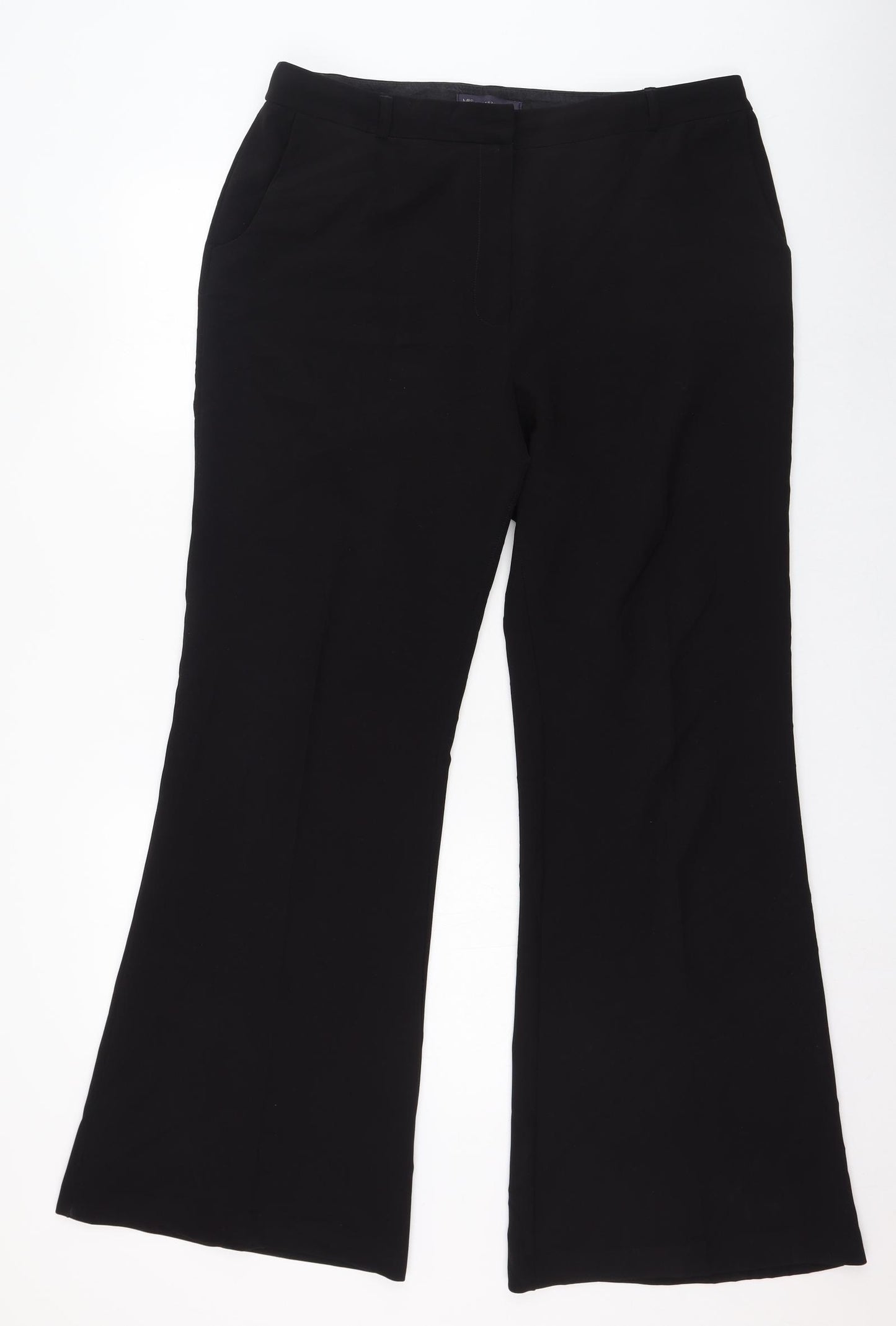Marks and Spencer Womens Black  Polyester Trousers  Size 16 L30 in Regular Zip